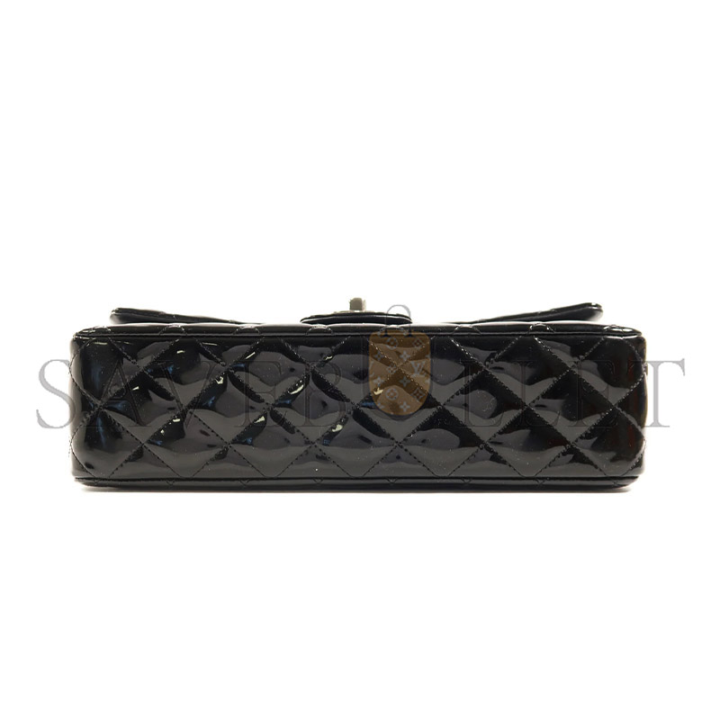 CHANEL JUMBO CLASSIC PATENT DOUBLE FLAP BLACK LEATHER SHOULDER BAG A01112 (25*15.5*6.5cm)